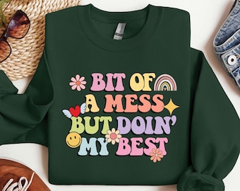 Funny Women's Crewneck Sweatshirt: Mental Health Gift, Trendy Self Care Sweater