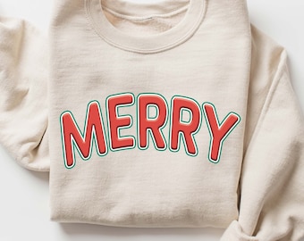 Sudadera navideña, sudadera feliz Navidad, sudadera navideña para mujer, lindo cuello redondo navideño, suéter navideño, regalo de Navidad