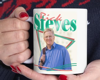 Rick Steves - European Travel - National Public Radio - Public Broadcasting Station - Caneca de café de cerâmica - Xícara de chá de 11 onças ou 15 onças