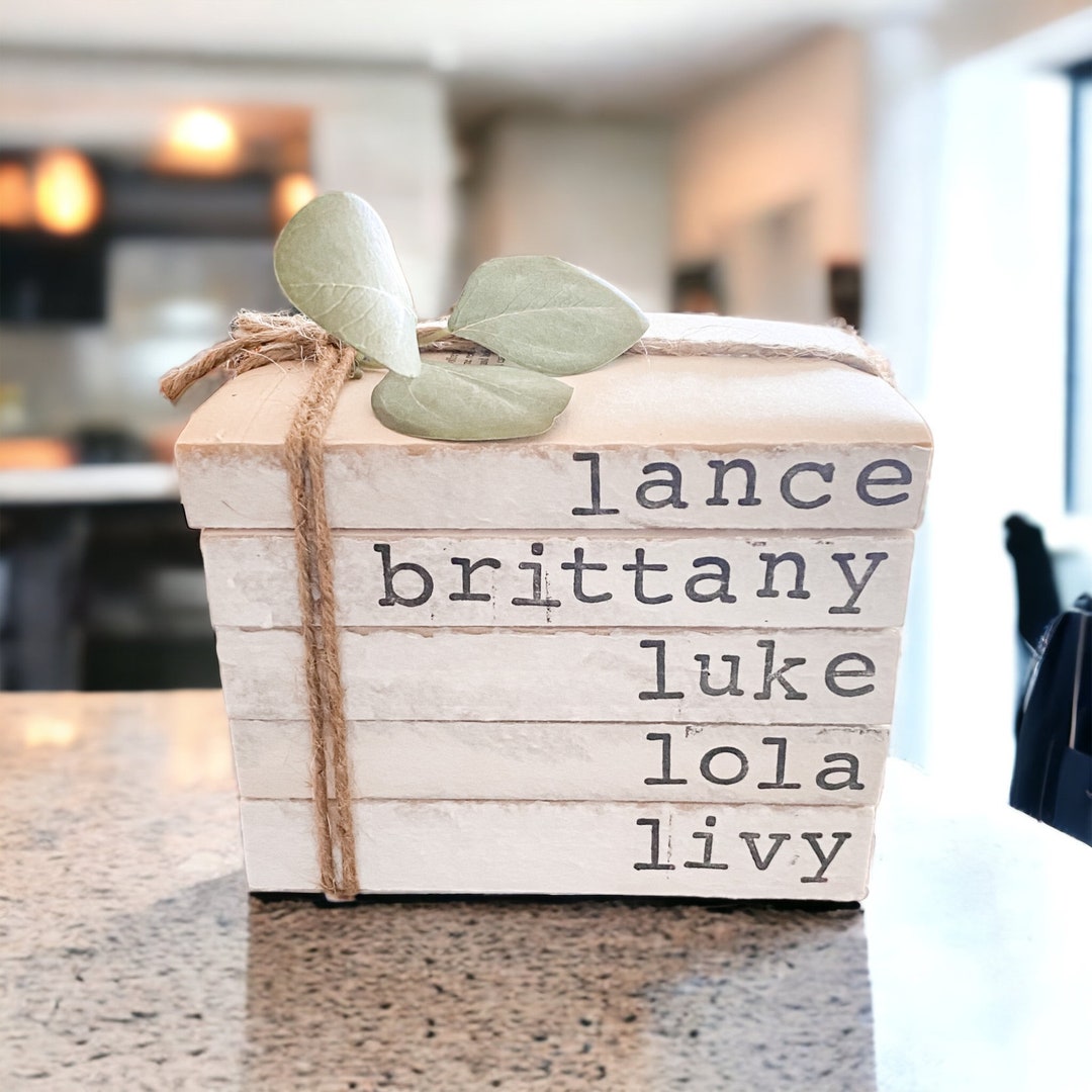 Personalized Custom Book Decor, Personalized Family Books, Personalized Name Decor, Hand Stamped
