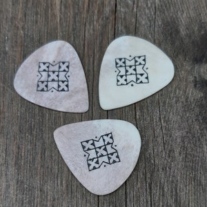 Engraved Reindeer Antler Guitar Pick - Handmade in Lapland