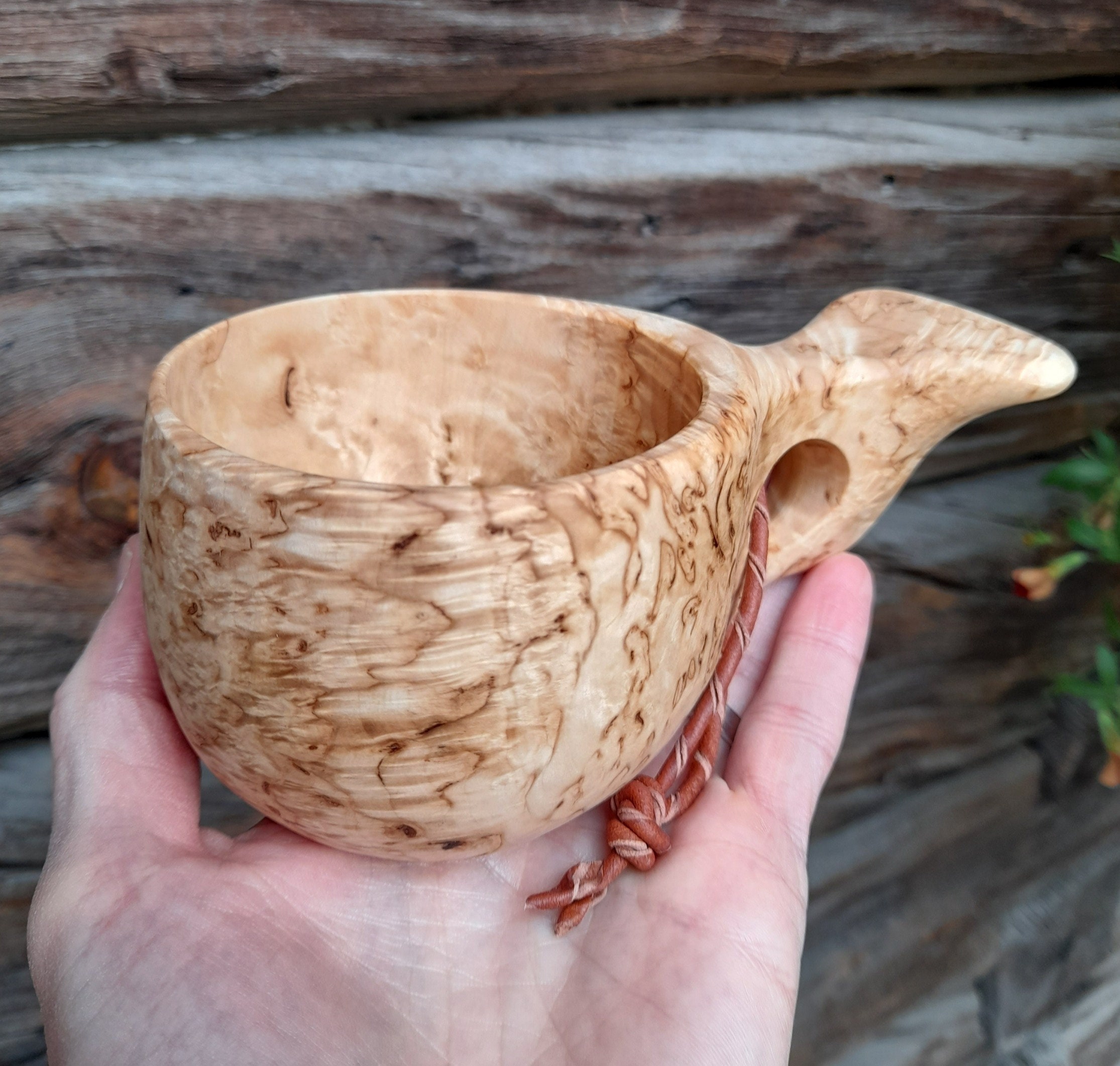 Kuksa Finnish cup Guksi from Birch burl Bushcraft Wooden Dishes