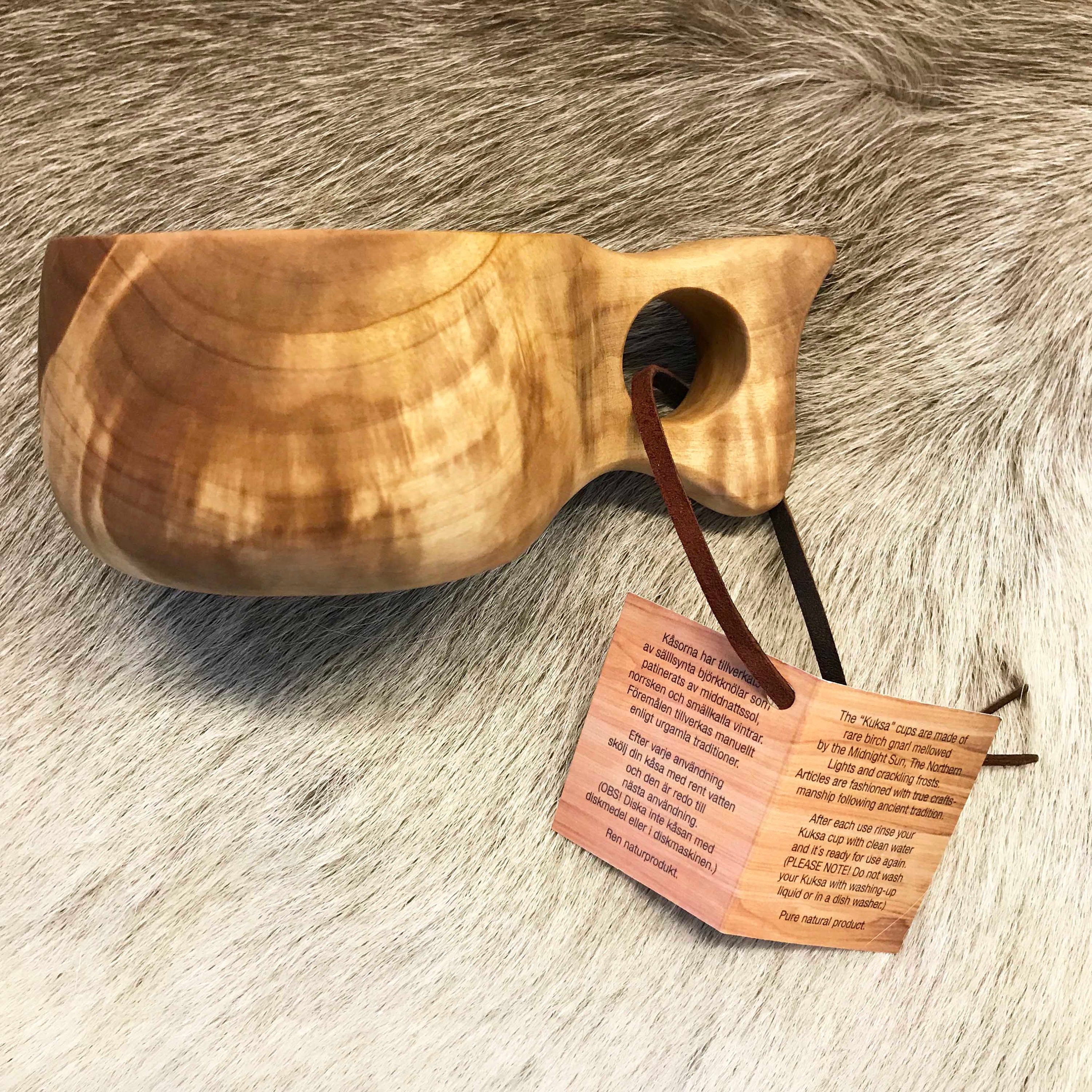 Kuksa. Handmade Wooden Mug SALMON With Carving. Gift for a Hunter