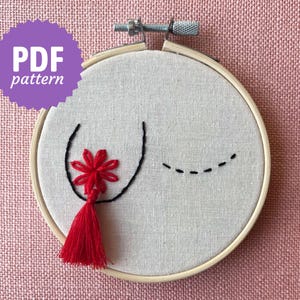 Titty Tassel - Embroidery PDF Pattern & Instructions - Beginner friendly (Boobs, Mastectomy, Breast cancer awareness, Feminist DIY wall art)
