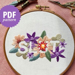 SL*T - Patrón e instrucciones en PDF de bordado de fuentes modernas - Apto para principiantes (palabras groseras, malas palabras, adultos, divertidos, sarcásticos, flores, arte de pared)
