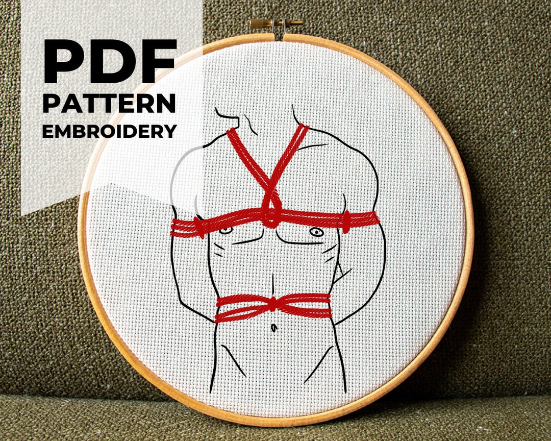 Shibari Man Erotic Embroidery PDF Pattern & Stitch Guide Etsy