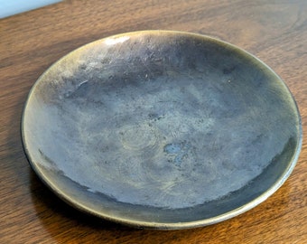 Round Iron Dish | Hand Formed Brass Brushed | 6th Anniversary Gift | Ring Dish | Gifts for him