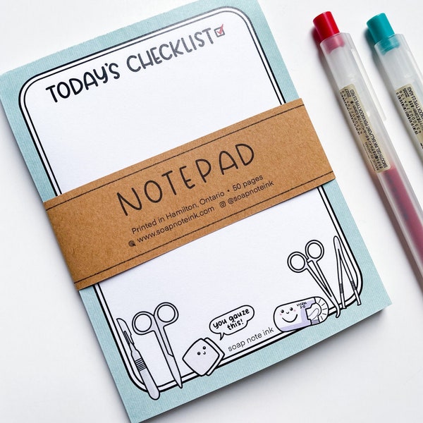 Surgical Checklist Notepad - surgeon, nurse, dentist, veterinary, medical student, medical notepad