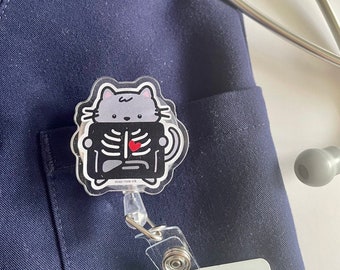 Cat scan badge reel - medical, doctor, nurse, radiologist, rad tech, veterinarian, hospital ID badge holder