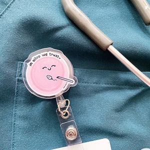 IVF badge reel - medical, doctor, nurse, in vitro, fertility, obstetrics, gynecology, reproductive health, hospital ID badge holder