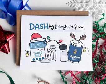 DASHing through the snow - Christmas card, medical pun, cardiology, nephrology, dietitian, nurse, doctor, healthcare worker