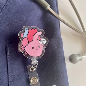 Heart badge reel & keychain -  medical, doctor, nurse, cardiology, heart, cardiac nurse, hospital ID badge holder, medical gift