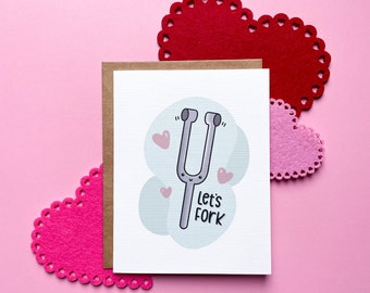 Let's Fork - medical Valentine's day card, neurologist, neurology, otolaryngology, doctor, nurse, funny medical pun