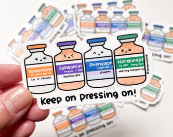 Sigue adelante - calcomanía médica, anestesiólogo, emergencia, sala de emergencias, UCI, anestesia, cardiólogo, médico, cirujano, enfermera