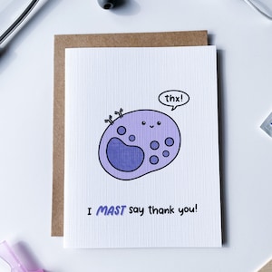 DEBO decir GRACIAS - tarjeta de agradecimiento, doctor, patólogo, inmunólogo, alergista, tarjeta científica