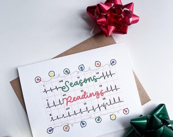 Season's Readings - holiday card, doctor, cardiologist, anesthesiologist, internal medicine, ccu, ECG