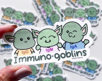 Immuno-goblin - Halloween vinyl sticker, immunology, allergy, medical student, doctor, rheumatologist, nurse, cute goblin, medical sticker