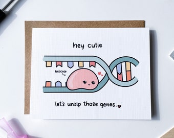 Unzip your Genes - doctor, geneticist, genetic counsellor, scientist, biologist, cell bio, love anniversary card