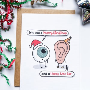 Iris You a Merry Christmas & A Happy New Ear - Feiertagskarte, Augenärztin, Optometristin, HNO, Arzt, Krankenschwester