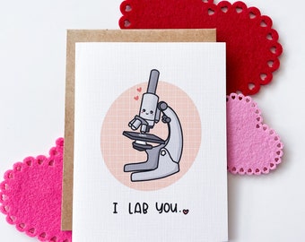 I Lab You; doctor, genetics, scientist, biology, PhD greeting card