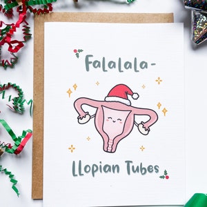 Falalala-llopian tubes - holiday gift, doctor, nurse, obstetrics, gynaecologist, midwife, family doctor, uterus card