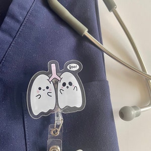 Boo-ronchioles badge reel - Halloween, medical, doctor, nurse, respirology, lungs, respiratory therapist, anesthesia, ICU