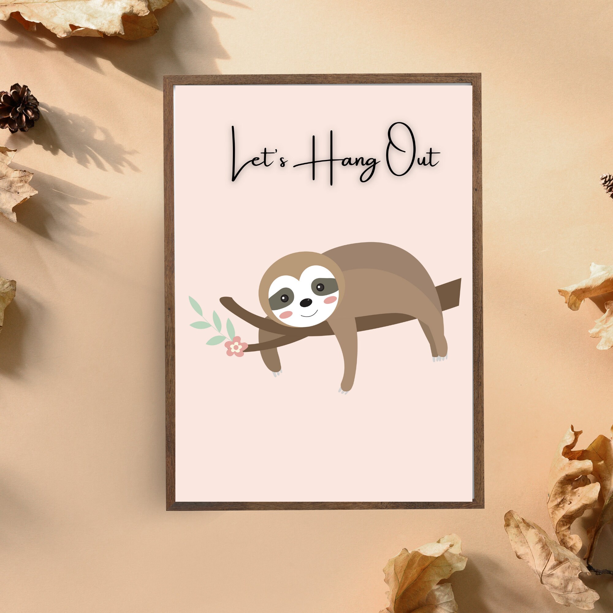 Sloth print Hanging Sloth art Nursery wall art Sloth wall Etsy