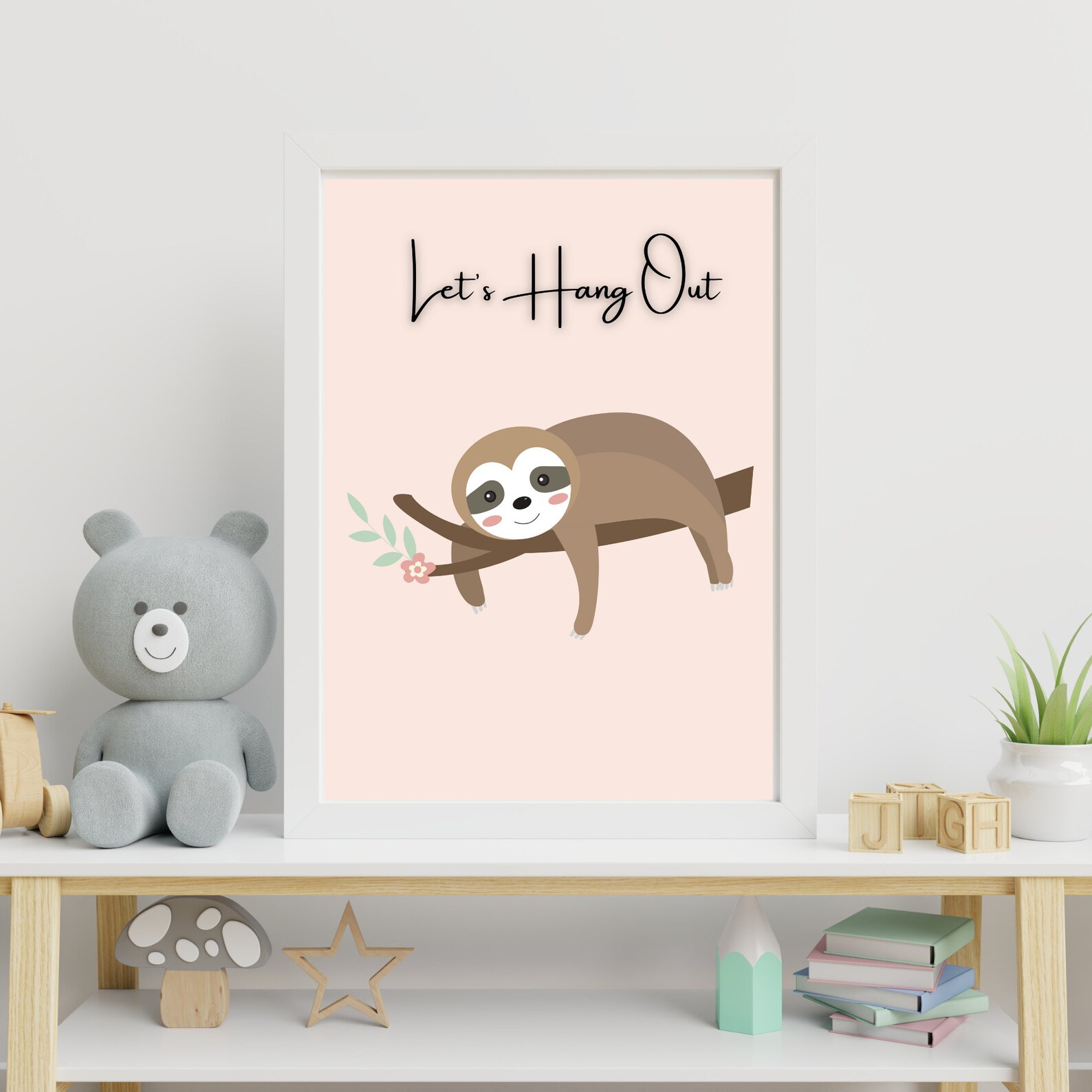 Sloth Print Hanging Sloth Art Nursery Wall Art Sloth Wall Etsy India