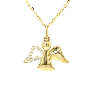 9k Gold Guardian Angel Pendant and Chain Luxury Gift With Extraordinary  Detail. 