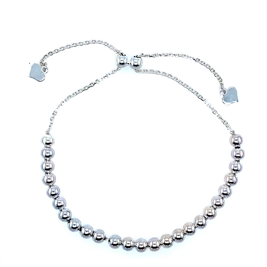 Sterling Silver Bracelet Silver Bead Bracelet Adjustable Etsy UK