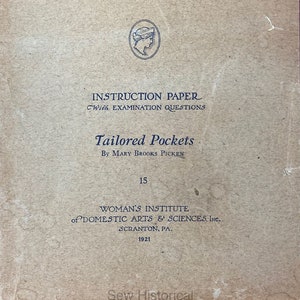 Woman's Institute of Domestic Arts and Sciences - Tailored Pockets (1921) - PDF
