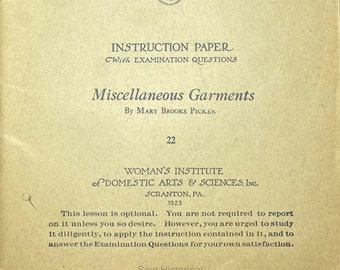 Woman's Institute of Domestic Arts and Sciences - Miscellaneous Garments - PDF