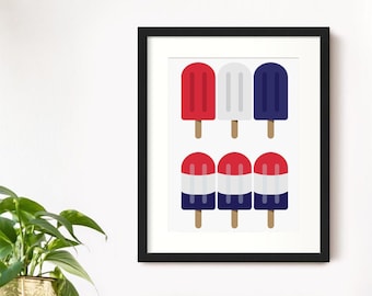 4th of July Printable Art | July 4th Wall Art Print | Summer Decor | America 4th of July Art | Red White and Blue Art | Digital Download