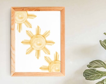 Philippine Sun Boho Art Print / Acuarela Printable Art / Filipino Art / Philippine Sun / Printable Wall Art / Descarga digital