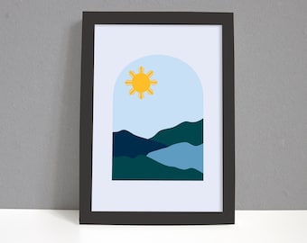 Philippine Sun Boho Art Print / Island Mountain and Beach Abstract Arch Print / Filipino Art / Philippine Sun / Printable Wall Art
