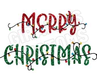 Merry Christmas Glitter Letters with Lights