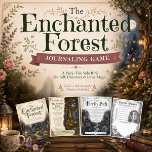 Enchanted Forest Journaling Game | Fairy Tale Solo RPG, Self-Discovery Prompts (PDF)
