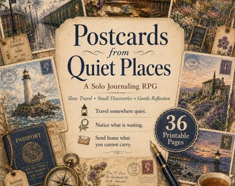 Postcards from Quiet Places, Solo Journaling RPG, Printable Cozy Travel Story Game