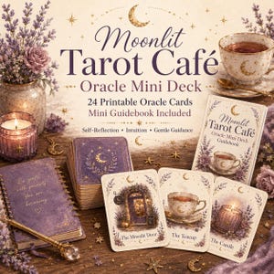 Moonlit Tarot Café Orakel Mini Deck | 24 druckbare Karten, Ratgeber (digitale PDF)