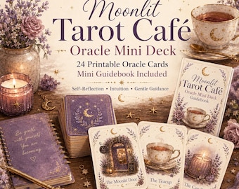 Moonlit Tarot Café Orakel Mini Deck | 24 druckbare Karten, Ratgeber (digitale PDF)
