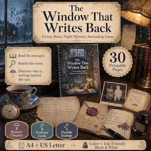 The Window That Writes Back, Printable Cozy Mystery Game, Solo Journaling RPG & Deduction Game