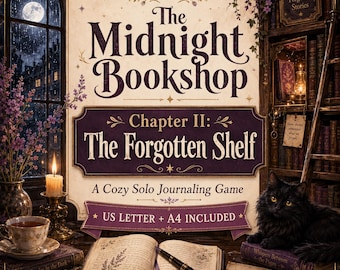 The Forgotten Shelf Solo Journaling Game | Cozy Bookshop Writing Prompts (PDF Download)