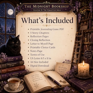 The Forgotten Shelf Solo Journaling Game | Cozy Bookshop Writing Prompts (PDF Download) image 2
