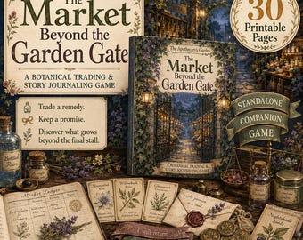 Botanical Solo Journaling RPG, The Market Beyond the Garden Gate, Cozy Apothecary Trading Game Printable