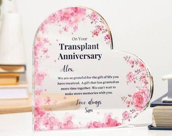 Custom Transplant Anniversary Gift, Heart Acrylic Plaque