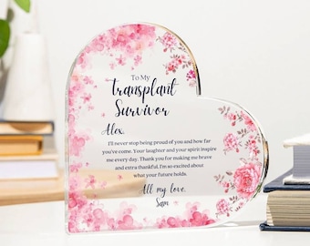 Custom Transplant Survivor Acrylic Heart Plaque, Organ Donor Gift