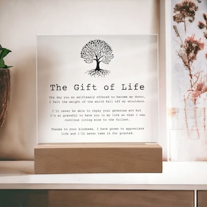 Gift of Life Acrylic Plaque, Transplant Anniversary Gift for Donor, Kidney Anniversary, Liver, Lung, Bone Marrow, Stem Cell Gifts Home Decor