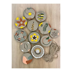 Set of 12 Colorful Bohemian/Boho Wicker Wall Plate/African Basket/Wall Bowl Art/Bohemian Wall Decor/Vintage Wall Basket/Special Gift/