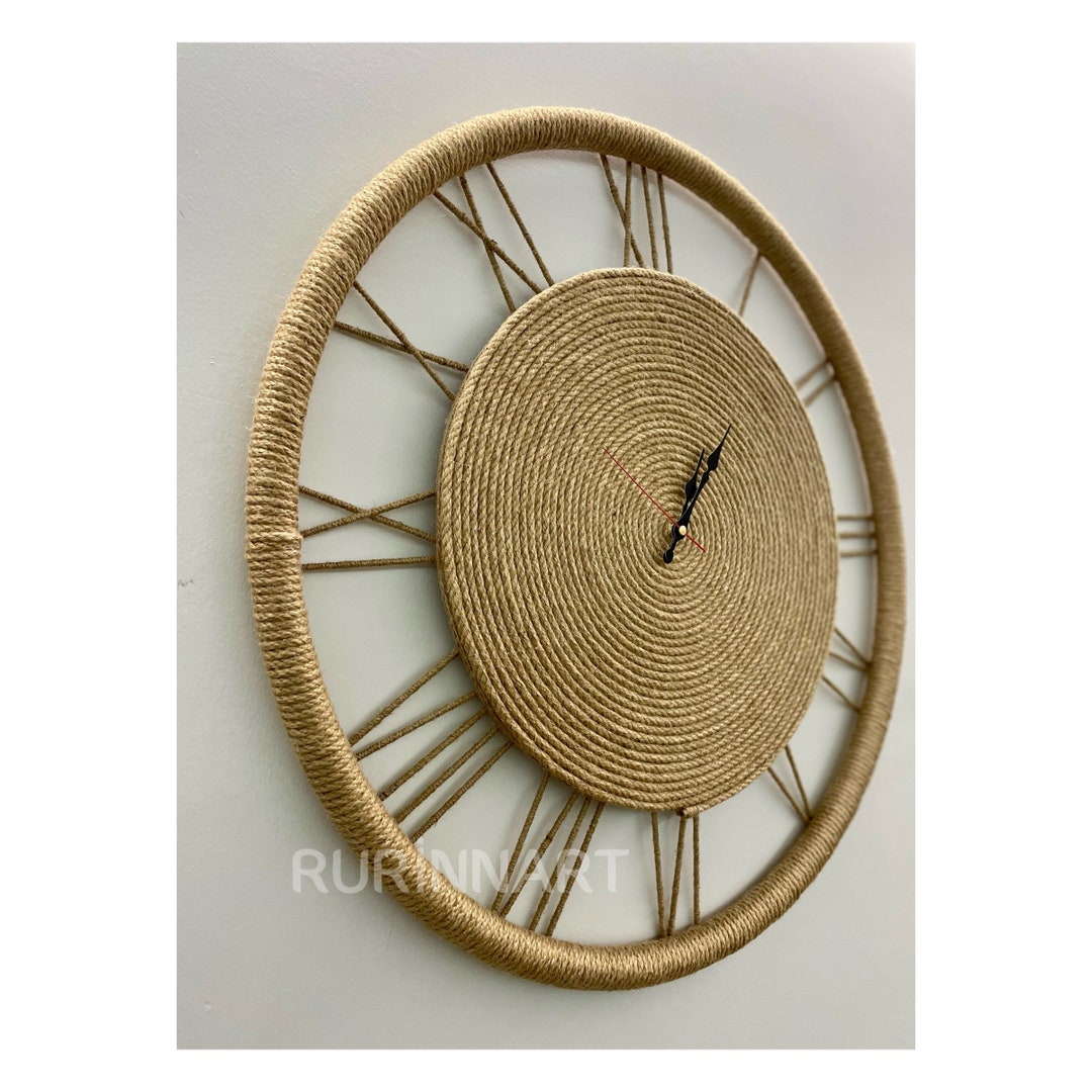 Boho Wall Clock With Roman Numerals Combine With African Etsy