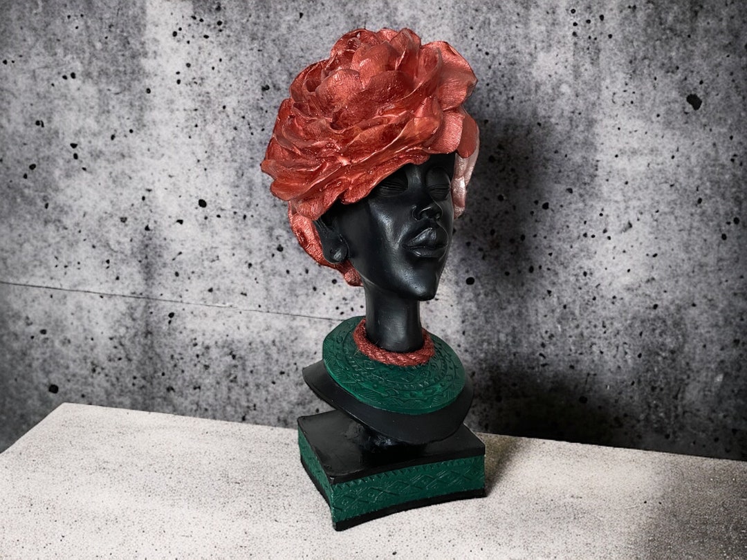 African Woman Bust Statue, Sculpture Head, Head Statue, Lady Head